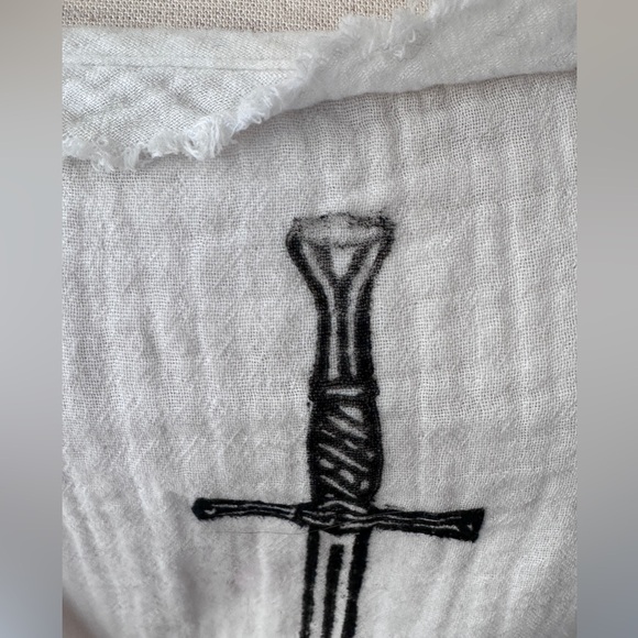 OOAK Lady Epi Shoppe Custom Hand Block Printed Knightcore Sword Blouse - Picture 4 of 5